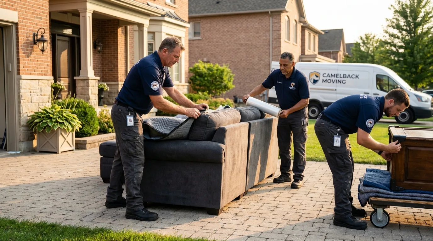 Large estate moving crew wrapping furniture in Molino, FL