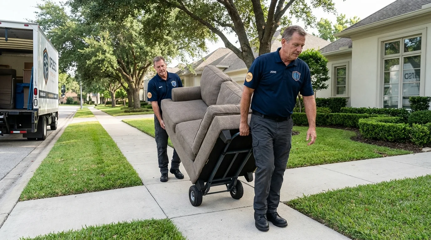 Local residential moving crew loading furniture in Molino, FL