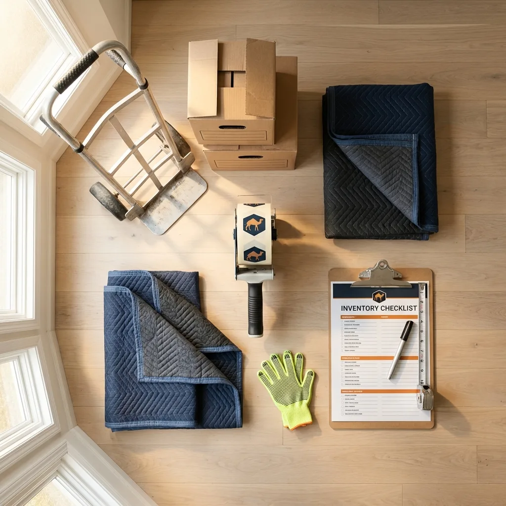 Professional moving supplies and packing materials layout for Molino residential relocations